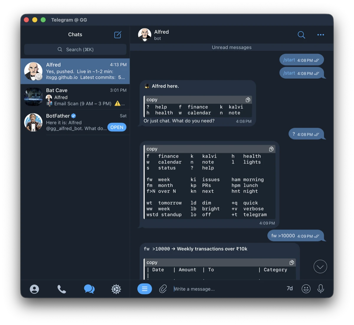 Alfred Command Language Demo