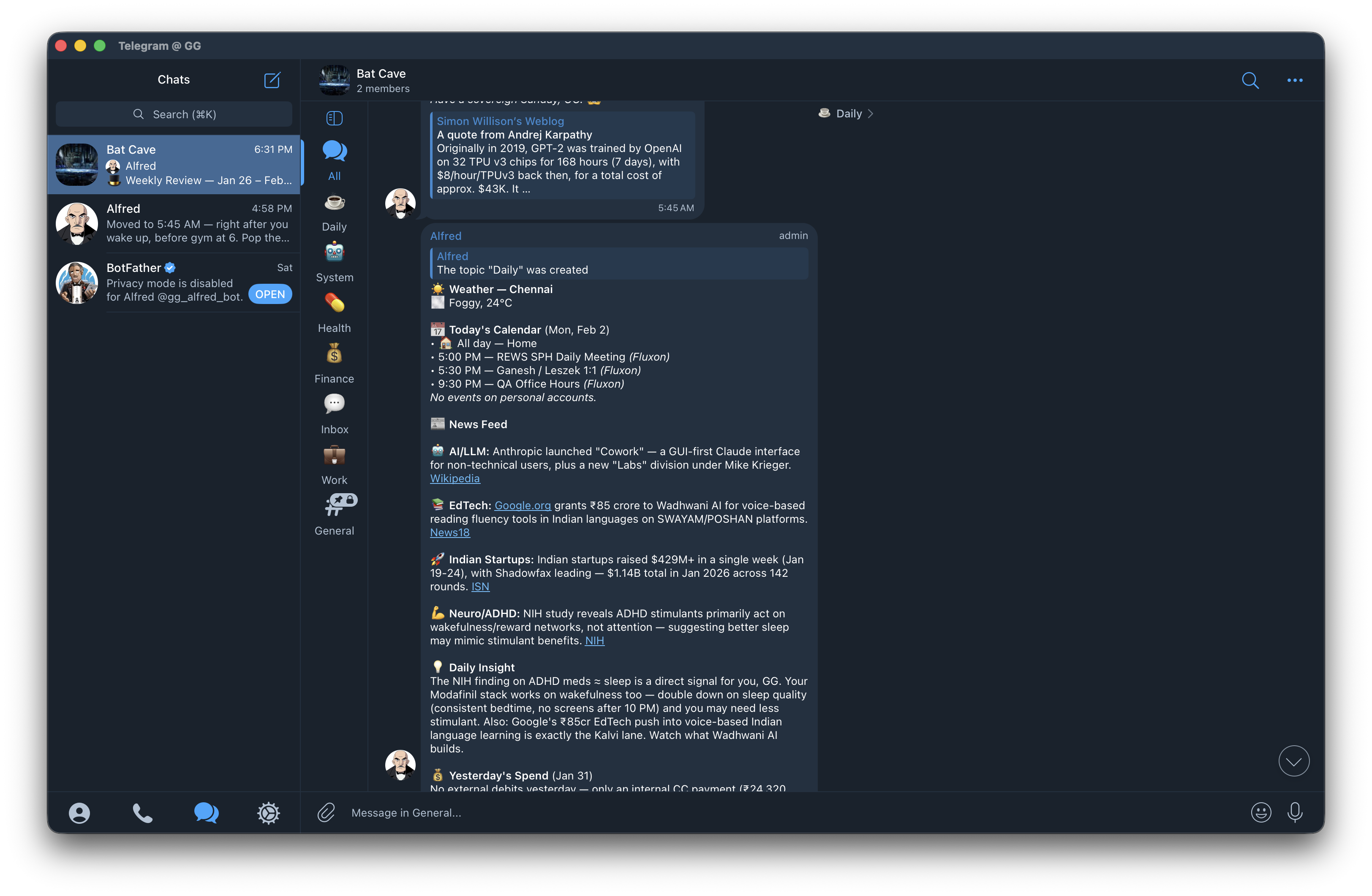 The Bat Cave: Alfred's morning digest in the Daily topic