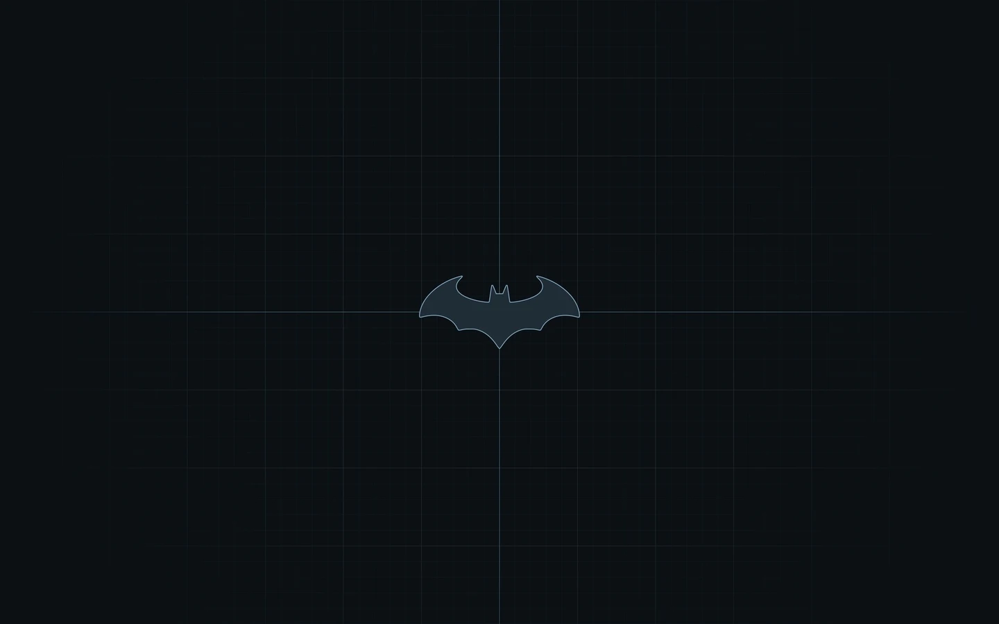 The wallpaper: a fine and coarse hairline grid with accent axes crossing at the center, and the emblem as a dark mass on the crossing