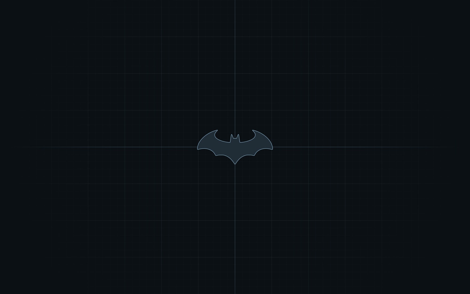 The wallpaper: a fine and coarse hairline grid with accent axes crossing at the center, and the emblem as a dark mass on the crossing